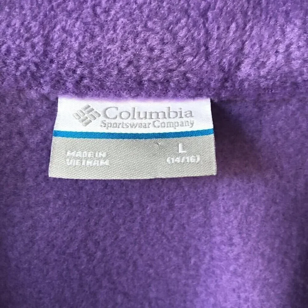 Columbia Unisex Kids Sweatshirt Purple Fleece Full Zip, Large